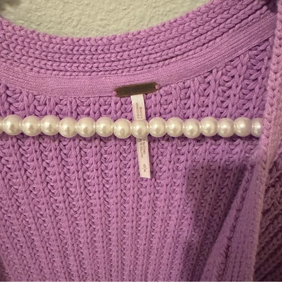 Free People Purple Cardigan Sweater with Textured Knit - Picture 2 of 3